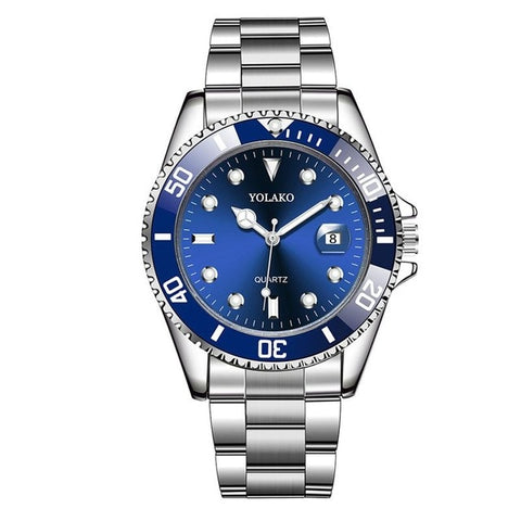 Hot Sales Mens Watches Top Brand YOLAKO Luxury Men Fashion Military Stainless Steel Date Sport Quartz Analog Wristwatch Relogio