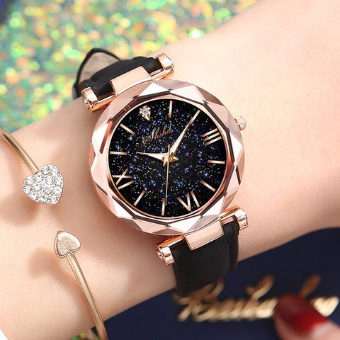 Women Watch Fashion Starry Sky Female Clock Ladies Quartz Wrist Watch Casual Leather Bracelet Watch reloj mujer relogio feminino