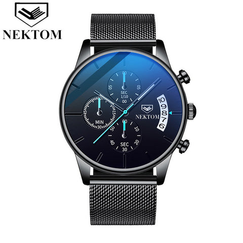 NEKTON Casual Chronograph Multifunction Mens Watches Top Brand Luxury Waterproof Luminous Quartz Clock Men Relogio Masculino