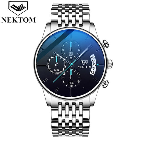 NEKTON Casual Chronograph Multifunction Mens Watches Top Brand Luxury Waterproof Luminous Quartz Clock Men Relogio Masculino