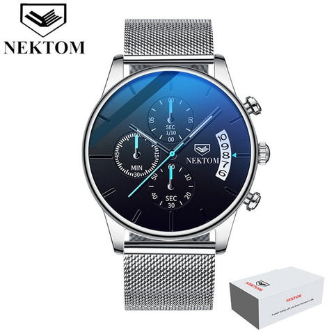 NEKTON Casual Chronograph Multifunction Mens Watches Top Brand Luxury Waterproof Luminous Quartz Clock Men Relogio Masculino