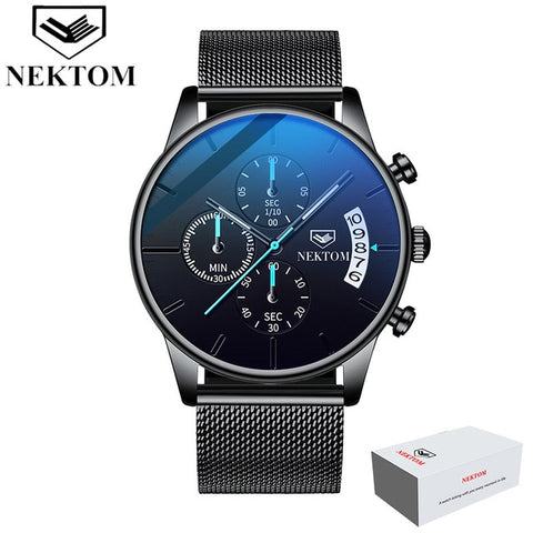 NEKTON Casual Chronograph Multifunction Mens Watches Top Brand Luxury Waterproof Luminous Quartz Clock Men Relogio Masculino