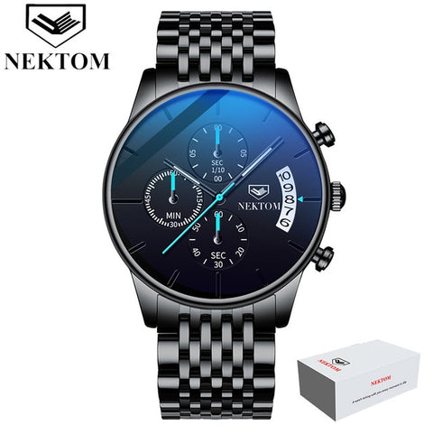 NEKTON Casual Chronograph Multifunction Mens Watches Top Brand Luxury Waterproof Luminous Quartz Clock Men Relogio Masculino