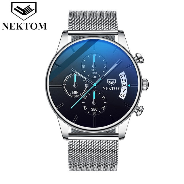 NEKTON Casual Chronograph Multifunction Mens Watches Top Brand Luxury Waterproof Luminous Quartz Clock Men Relogio Masculino