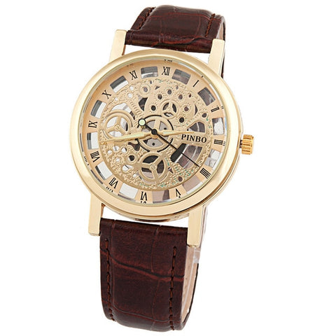 2018 Skeleton Watch Men Top Brand Luxury Famous Gold Male Clock Quartz Watch Wrist For Men Quartz-Watch relogio masculino saat